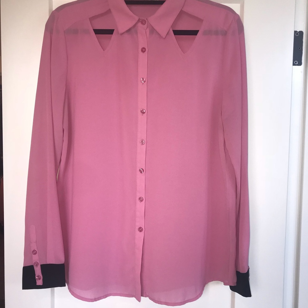 Sheer long sleeve shirt with cutouts